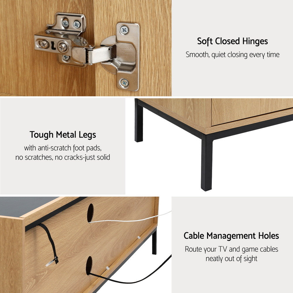 Artiss TV Unit Entertainment Unit Storage Cabinet Shelf 160cm Pine-6