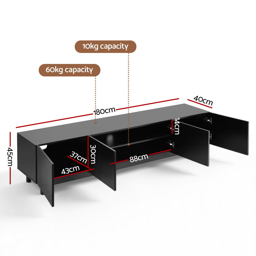Artiss TV Unit Entertainment Unit Storage Cabinet 180cm Black-2