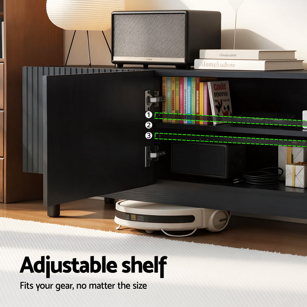 Artiss TV Unit Entertainment Unit Storage Cabinet 180cm Black-5