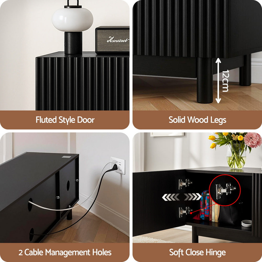 Artiss TV Unit Entertainment Unit Storage Cabinet 180cm Black-6