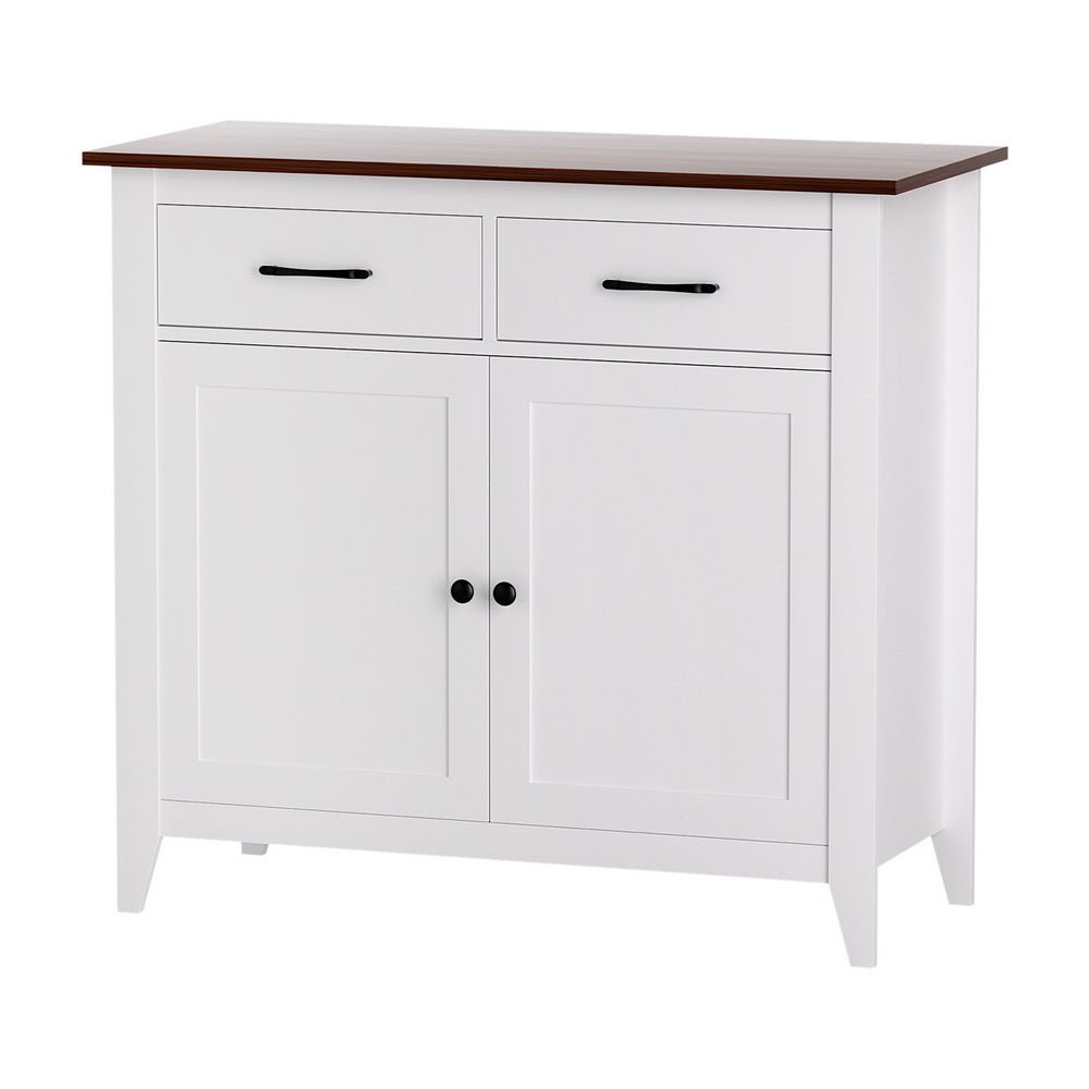 Artiss Buffet Sideboard Storage Cabinet Kitchen Cupboard Hallway 2 Drawers White-0