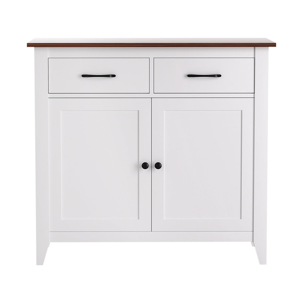 Artiss Buffet Sideboard Storage Cabinet Kitchen Cupboard Hallway 2 Drawers White-3