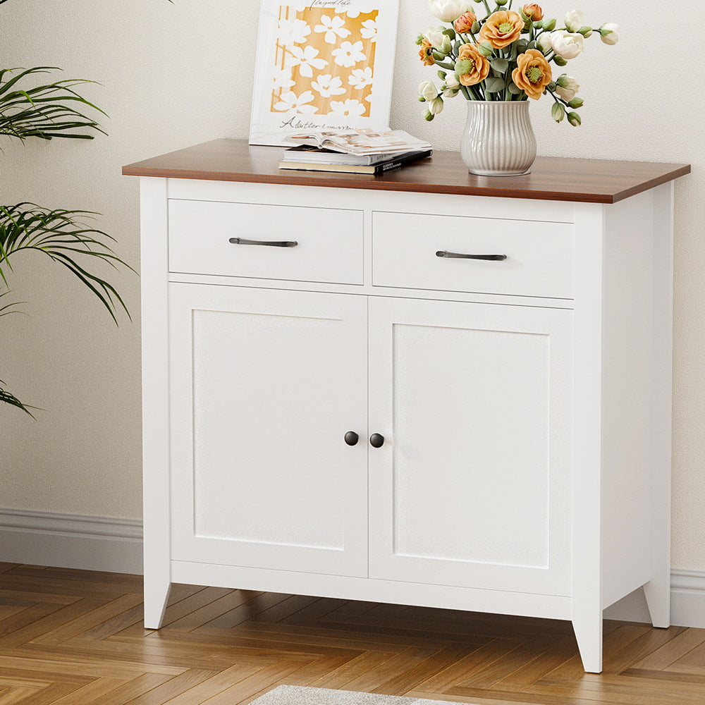 Artiss Buffet Sideboard Storage Cabinet Kitchen Cupboard Hallway 2 Drawers White-7
