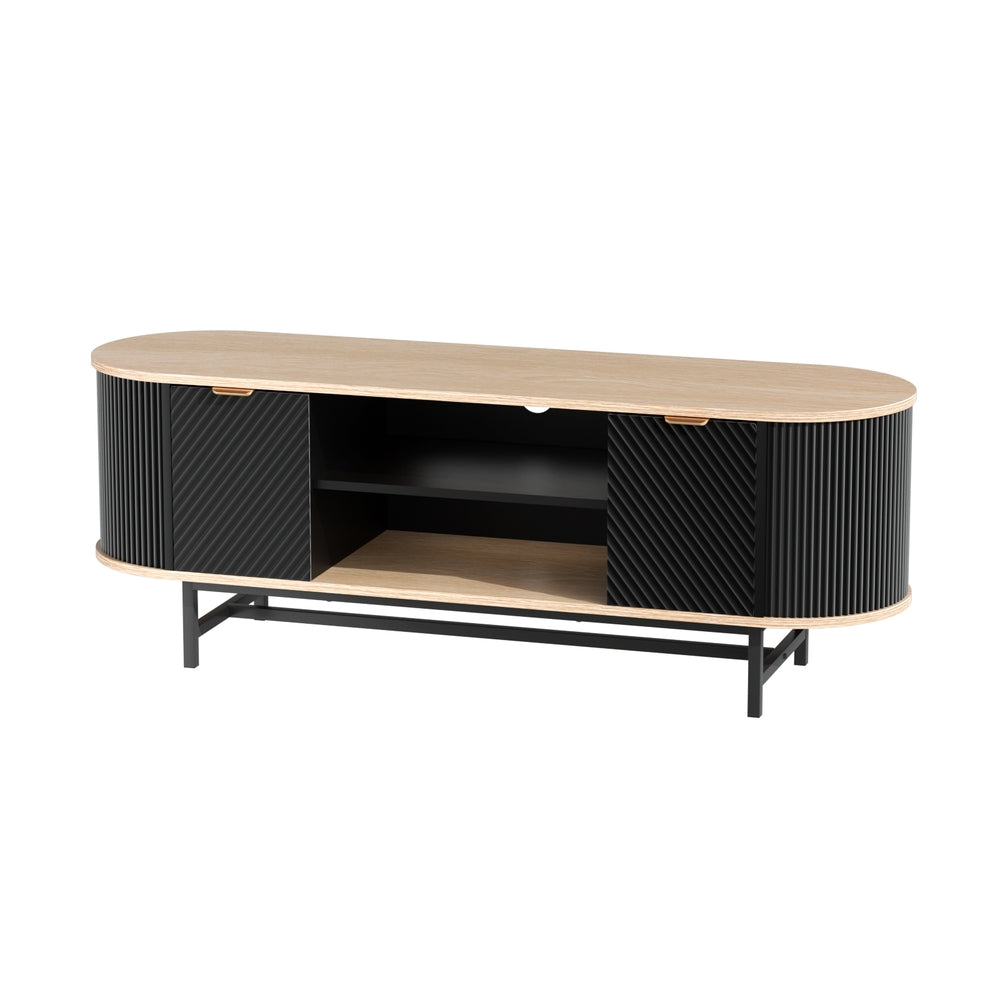 Artiss TV Unit Entertainment Unit Storage Cabinet Black Pine-3