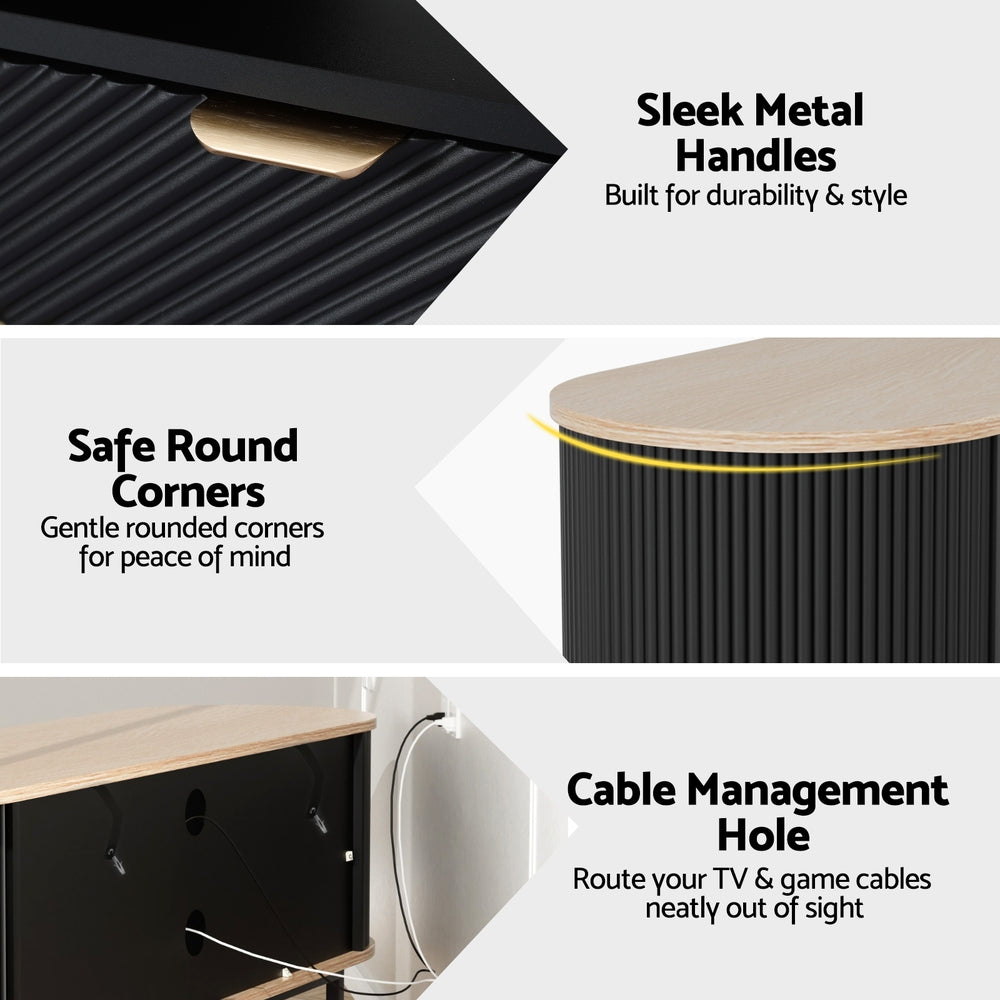 Artiss TV Unit Entertainment Unit Storage Cabinet Black Pine-6