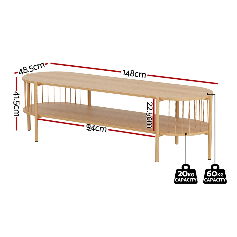 Artiss TV Unit Entertainment Unit Storage Shelf 148cm Pine-1