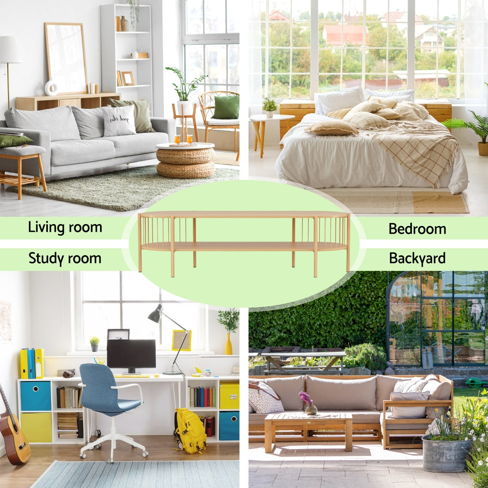 Artiss TV Unit Entertainment Unit Storage Shelf 148cm Pine-3