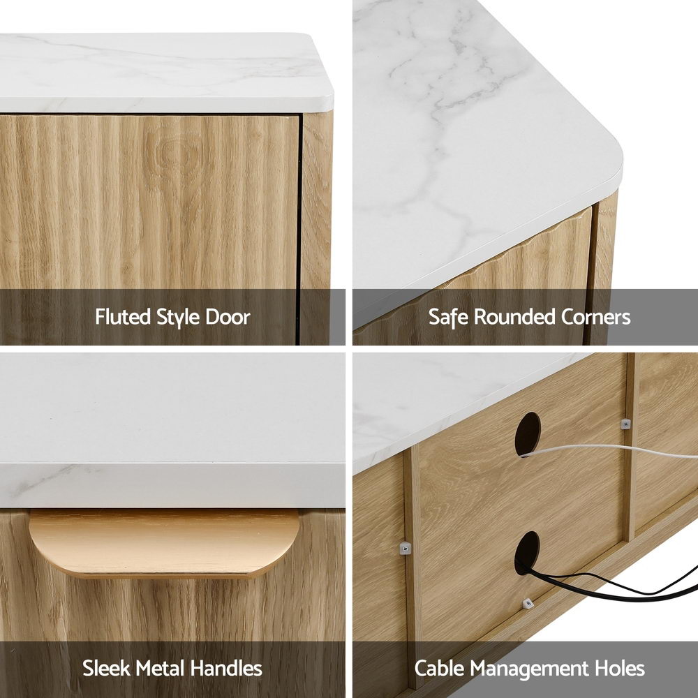 Artiss TV Unit Entertainment Unit Storage Drawer Shelf 150cm Pine-6