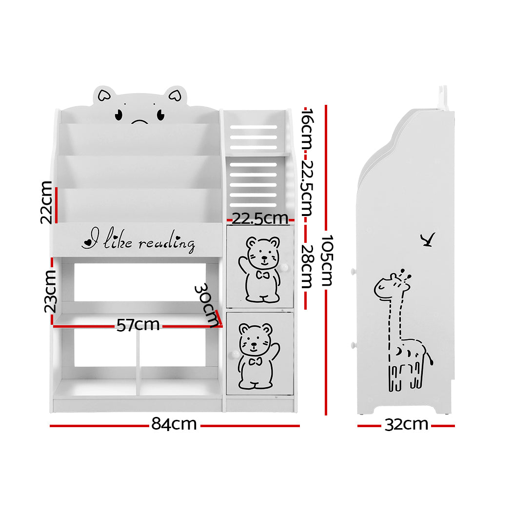 Keezi 4 Tiers Kids Bookshelf Storage Children Bookcase Toy Organiser Display-1