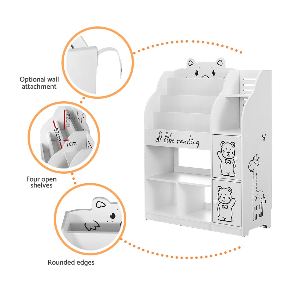 Keezi 4 Tiers Kids Bookshelf Storage Children Bookcase Toy Organiser Display-5