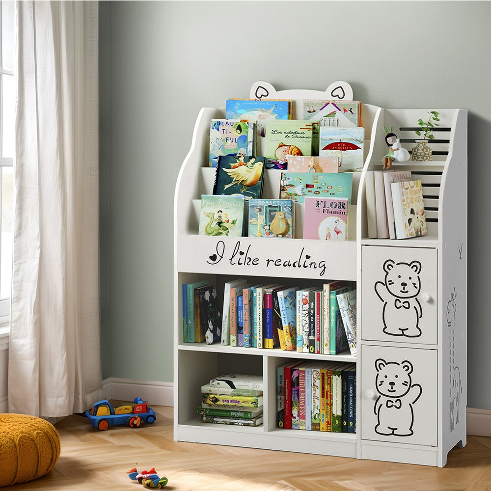 Keezi 4 Tiers Kids Bookshelf Storage Children Bookcase Toy Organiser Display-6