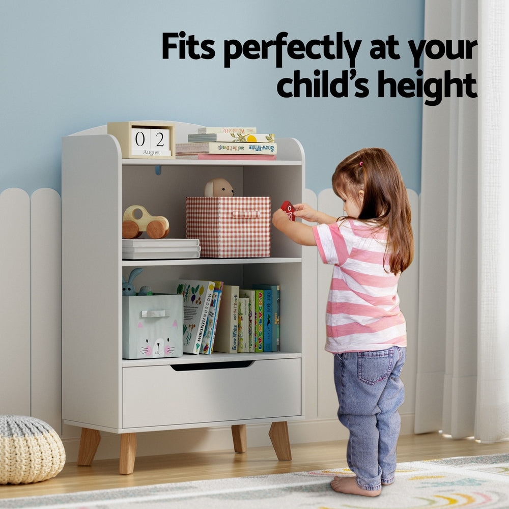 Keezi Kids Bookshelf 3 Tiers Storage Children Bookcase Toys Organiser Drawer-3