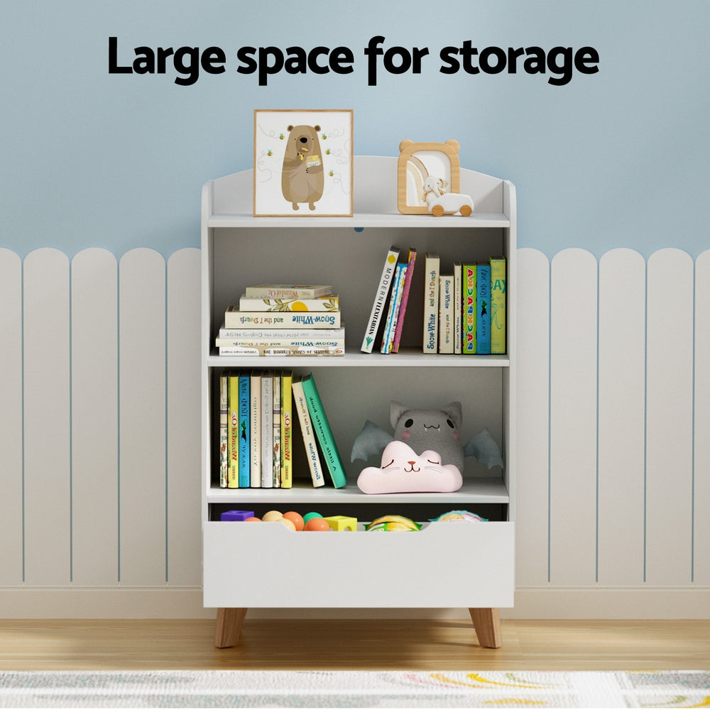 Keezi Kids Bookshelf 3 Tiers Storage Children Bookcase Toys Organiser Drawer-4