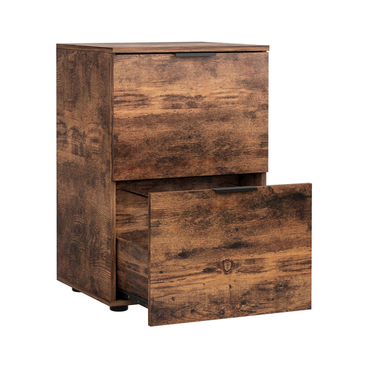 Artiss Filing Cabinet Files Storage Office Shelves File Organiser Rustic Brown 2 Drawer-0