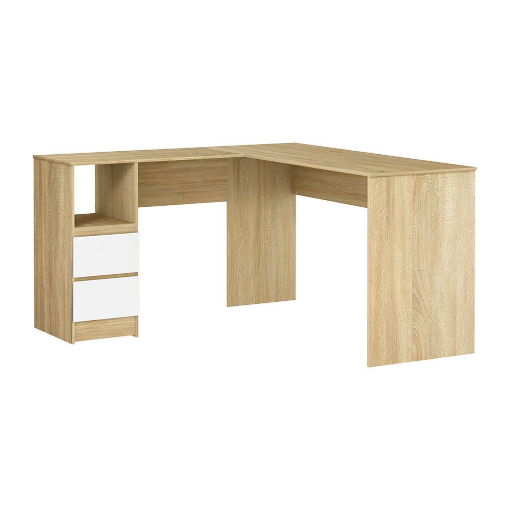 Artiss Computer Desk Drawer Cabinet L-Shape Oak 136CM-0