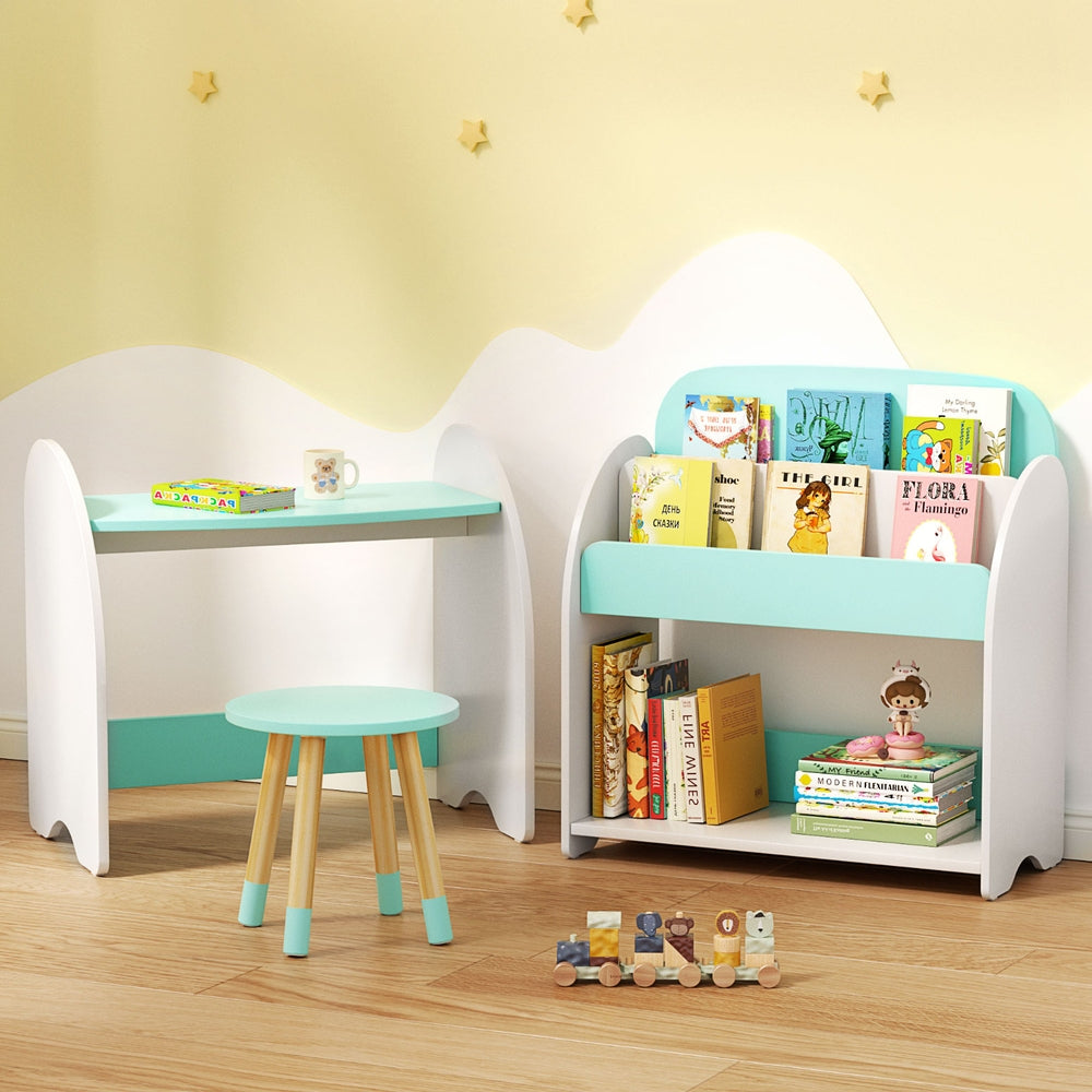 Keezi Kids Bookshelf 2 In 1 Table Chair Set Bookcase Toys Shelves Children Organiser-6