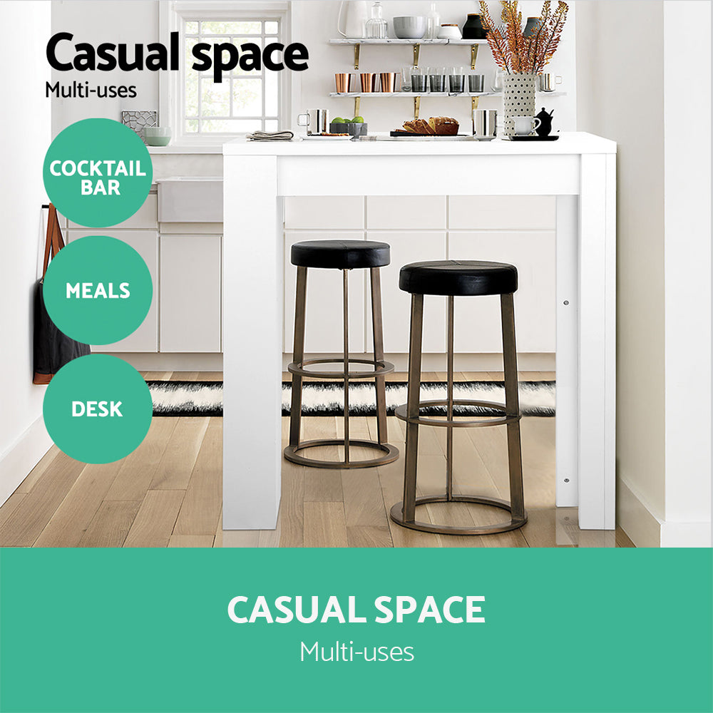 Artiss Bar Table 3-tier Storage Shelves White-4