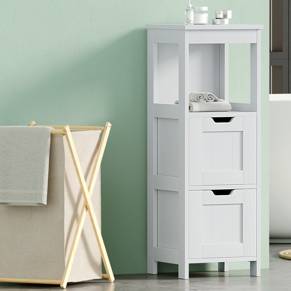 Artiss Bathroom Storage Cabinet 89cm Floor Toilet Drawer Bedroom Organizer Standing White-6