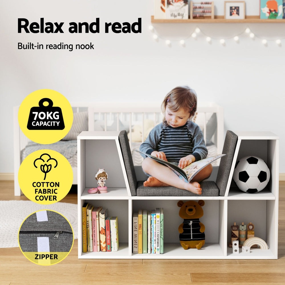 Keezi Kids Bookshelf Bookcase Toys Box Shelves Storage Cabinet Container Children Organiser-5