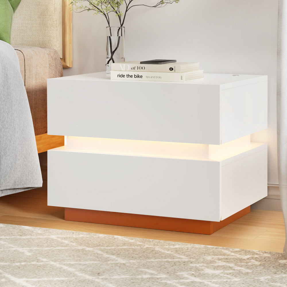 Artiss Smart Bedside Table LED Wireless Charging Ada-6