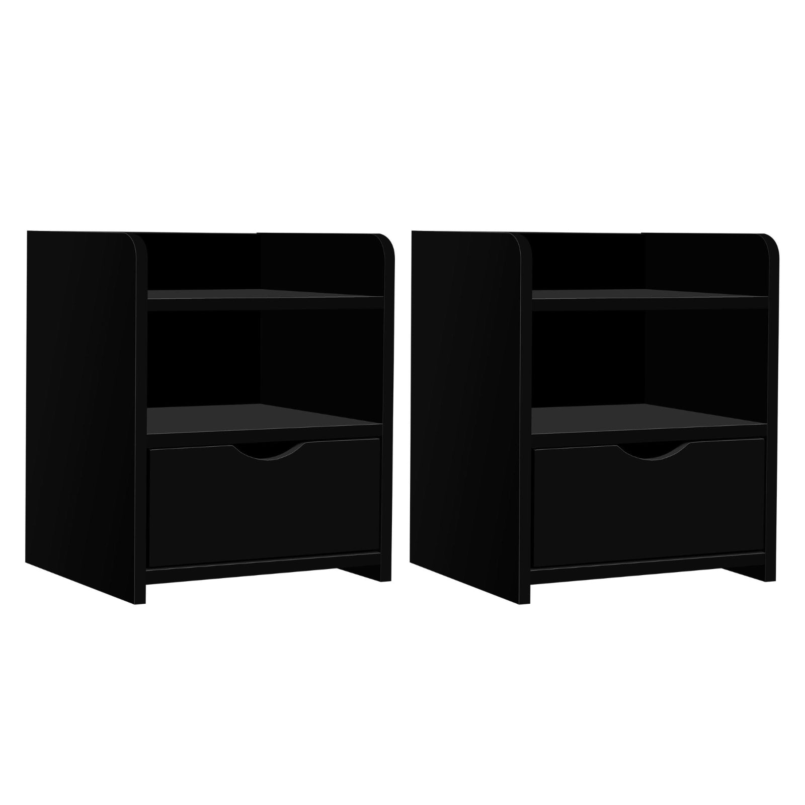 Artiss 2X Bedside Table 1 Drawer with Shelf - FARA Black-0