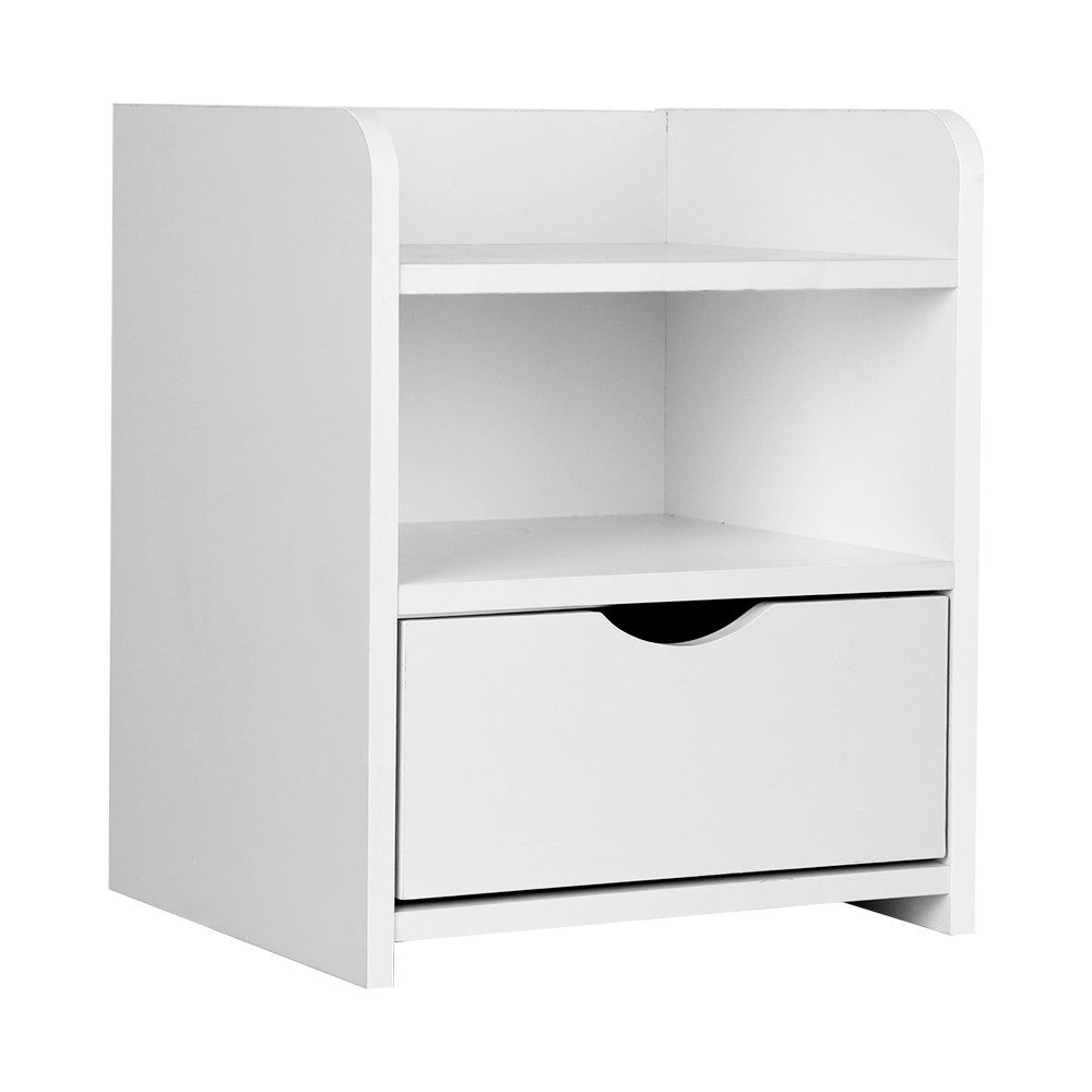 Artiss Bedside Table 1 Drawer with Shelf - FARA White-0