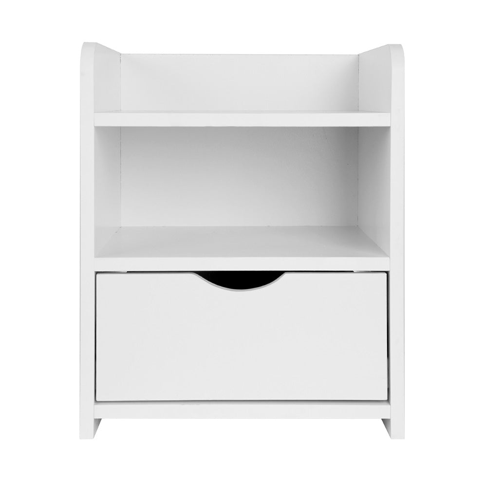 Artiss Bedside Table 1 Drawer with Shelf - FARA White-2