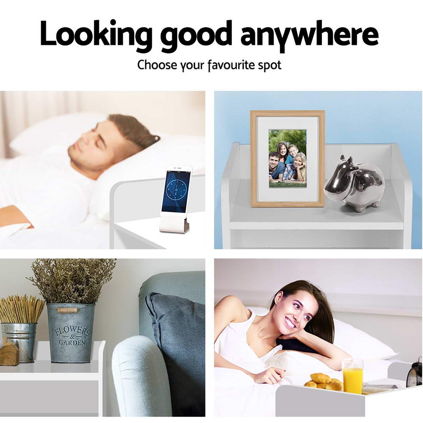 Artiss 2X Bedside Table 1 Drawer with Shelf - FARA White-5