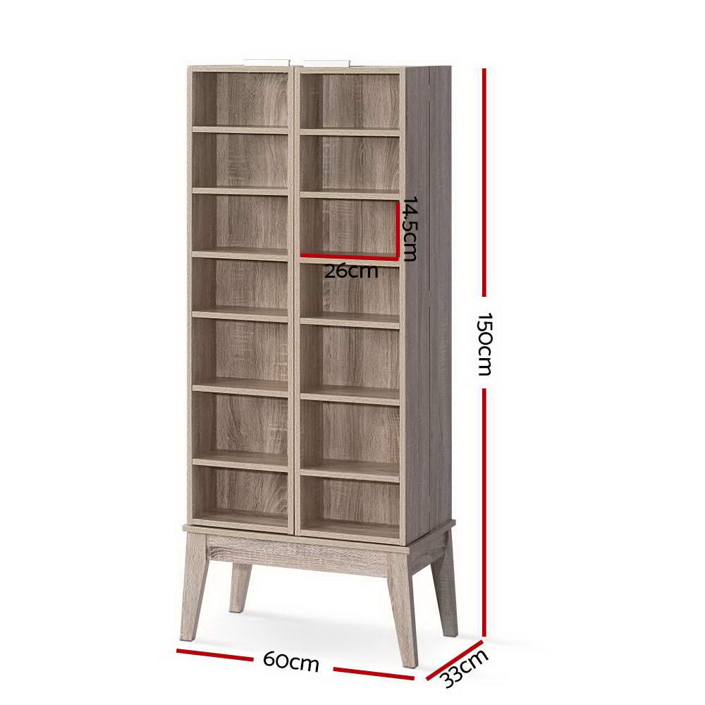 Artiss Bookshelf CD Storage Rack - BERG Oak-1