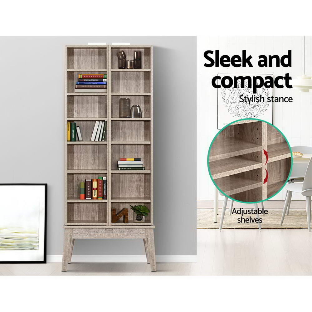 Artiss Bookshelf CD Storage Rack - BERG Oak-3