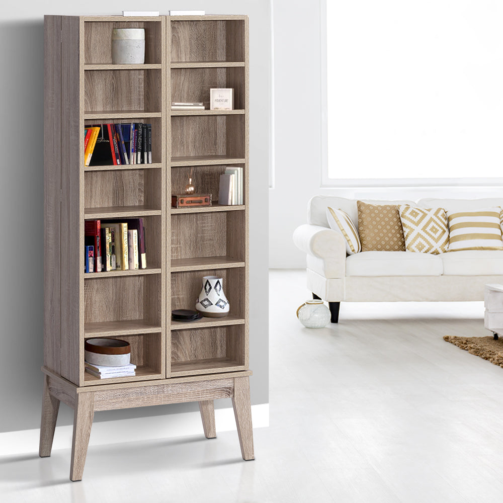 Artiss Bookshelf CD Storage Rack - BERG Oak-6