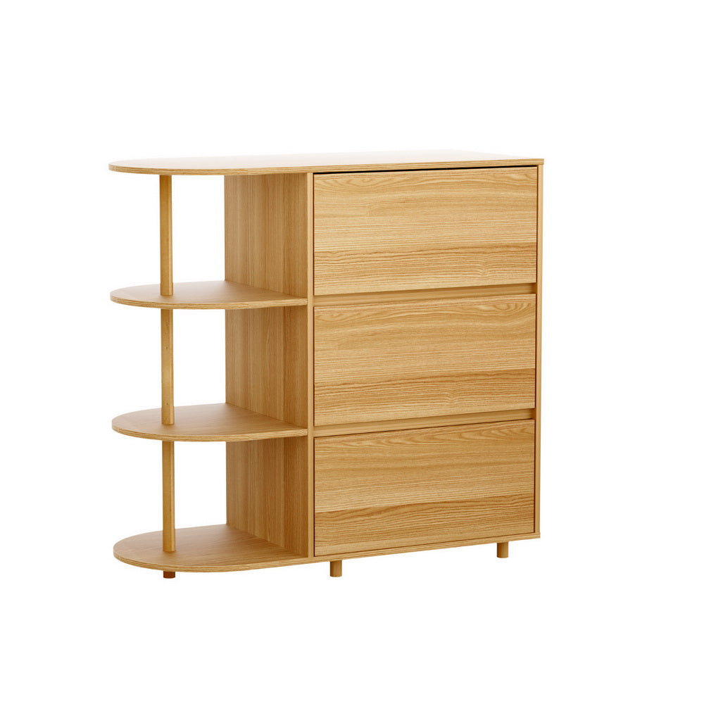 Artiss Chest of 3 Drawers Storage Cabinet 3 Shelves Pine-0