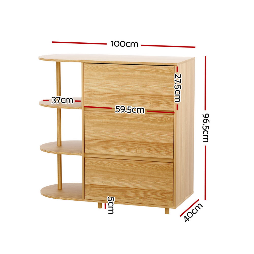 Artiss Chest of 3 Drawers Storage Cabinet 3 Shelves Pine-1