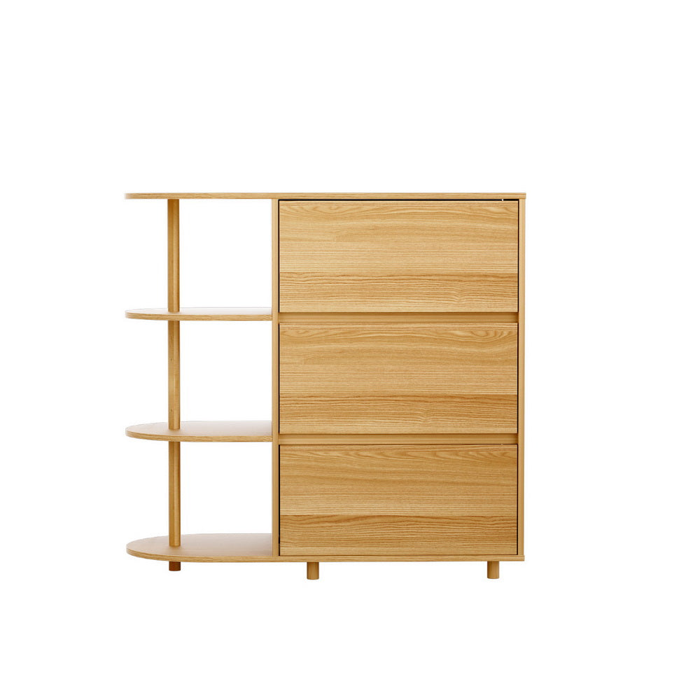 Artiss Chest of 3 Drawers Storage Cabinet 3 Shelves Pine-2