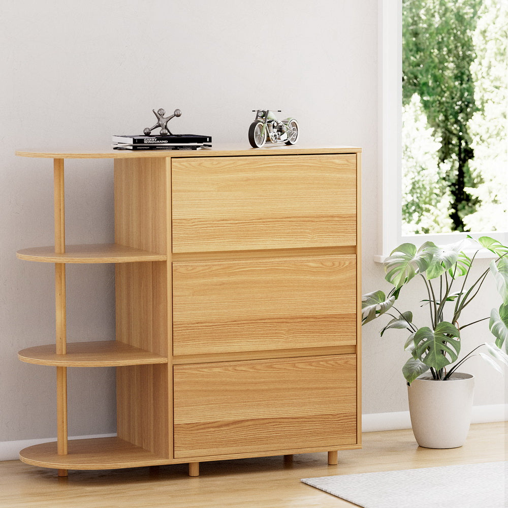 Artiss Chest of 3 Drawers Storage Cabinet 3 Shelves Pine-6