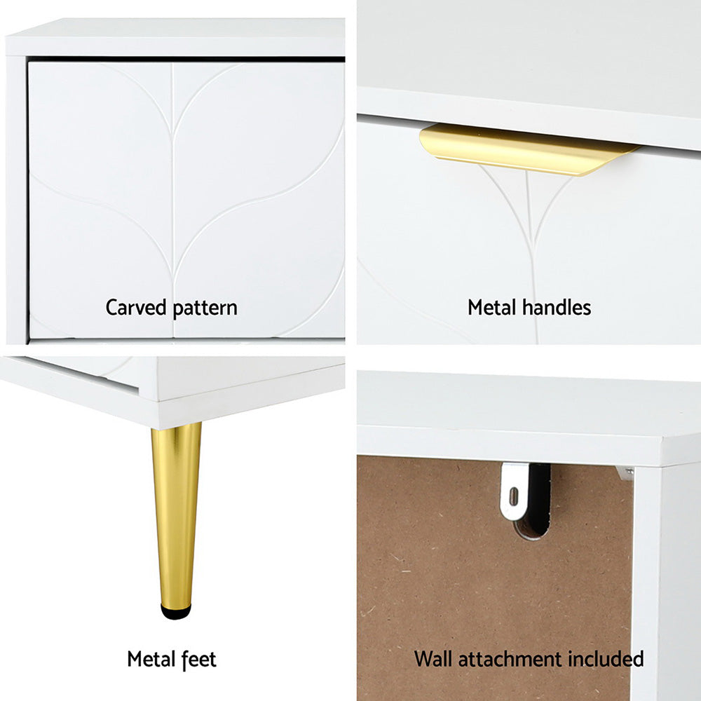 Artiss 3 Chest of Drawers Lowboy Cabinet White-4