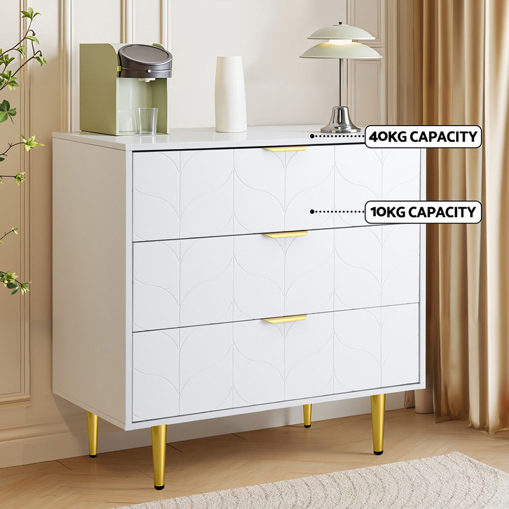 Artiss 3 Chest of Drawers Lowboy Cabinet White-5