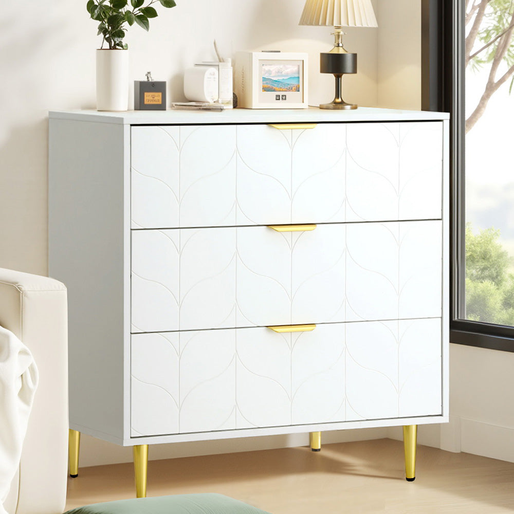 Artiss 3 Chest of Drawers Lowboy Cabinet White-6