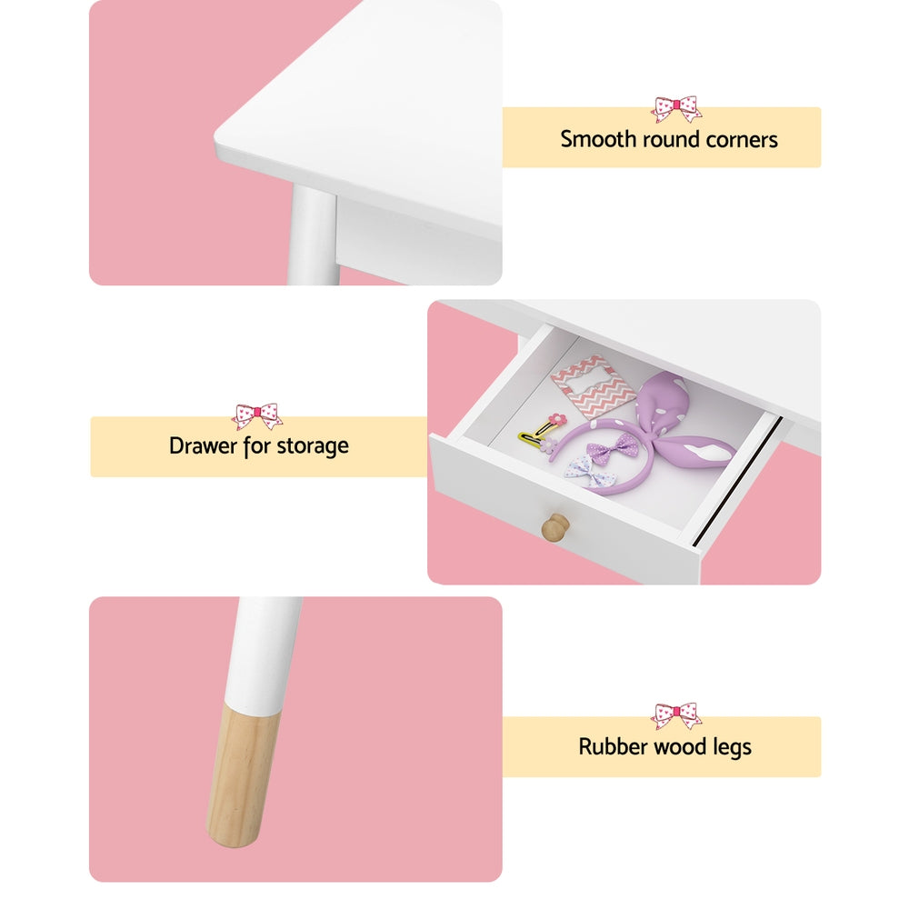 Keezi Kids Dressing Table Chair Set Vanity Makeup Wooden Leg Mirror Drawer-5
