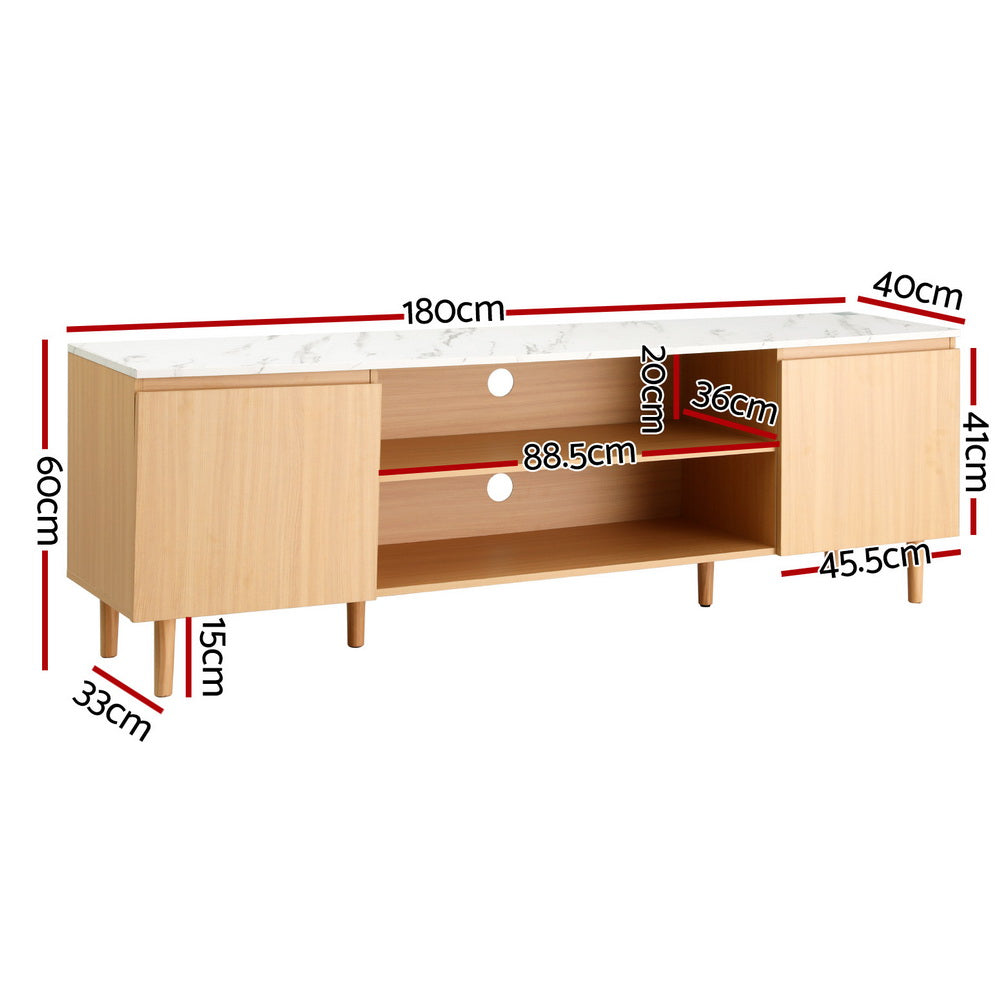 Artiss TV Cabinet Entertainment Unit Stand 180CM Pine White-2