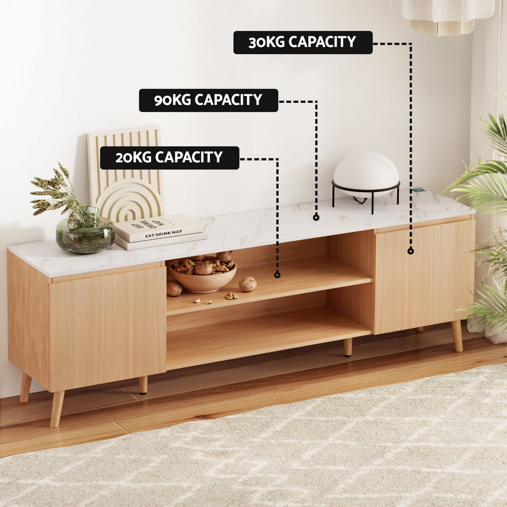 Artiss TV Cabinet Entertainment Unit Stand 180CM Pine White-6