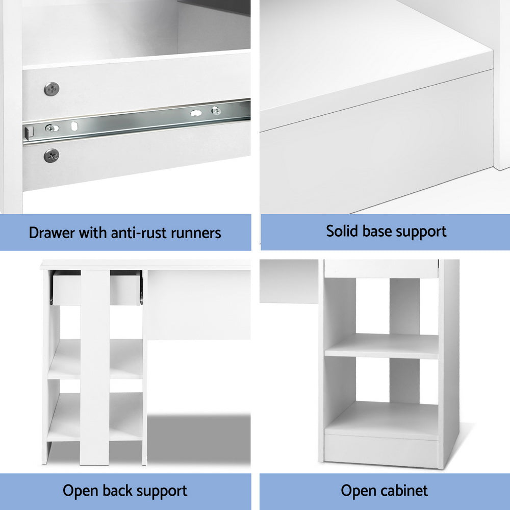 Artiss Computer Desk Shelf Drawer Cabinet White 100CM-5