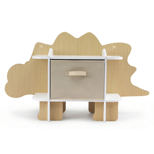 Keezi Dinosaur Kids Bookshelf 2-Tier Children's Bookcase Wooden with with Fabric Drawer, Toddler Bookshelf Toy Storage Organizer for Preschool, Kids Room, Playroom, Nursery-0