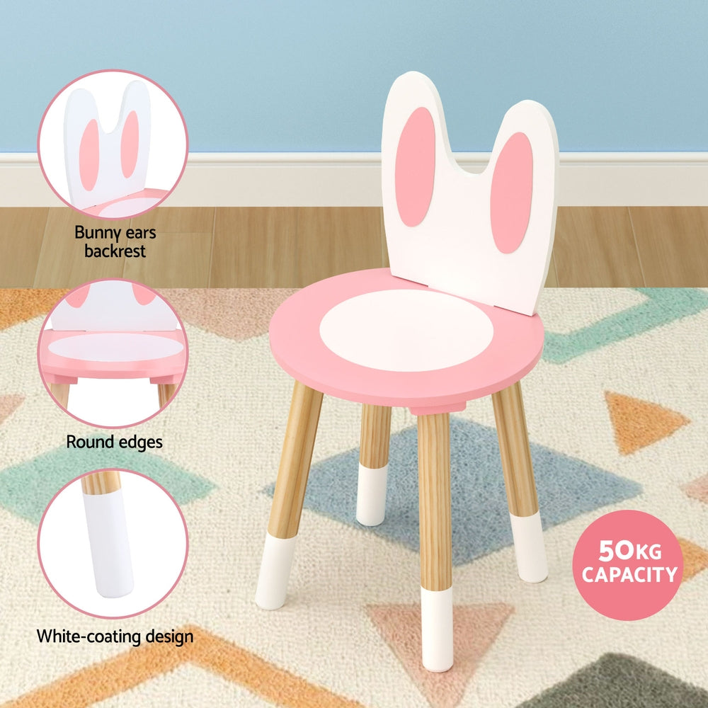 1 Set of Keezi Kids Dressing Table Wooden Bunny Pink-5