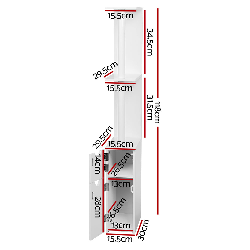 Artiss Bathroom Cabinet Storage 118cm Shelf White-1