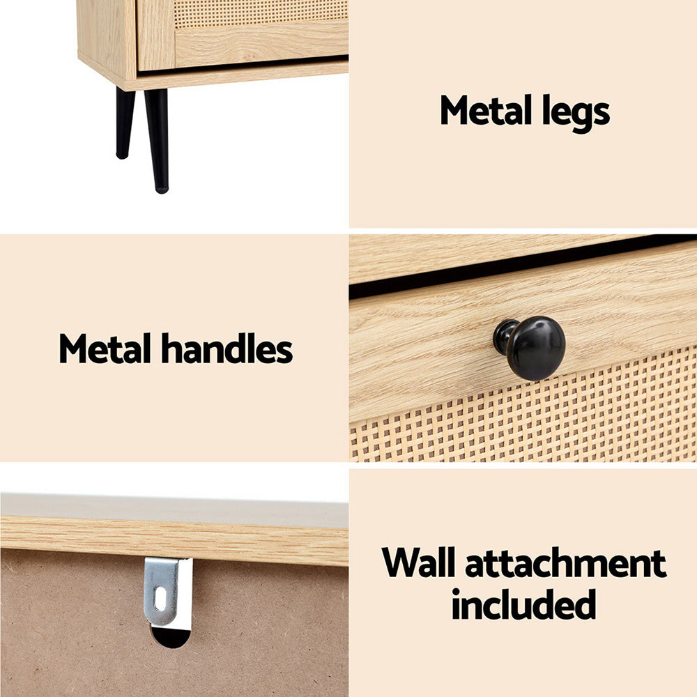 Artiss Shoe Rack Cabinet 3 Flip-out Drawers Pine-6