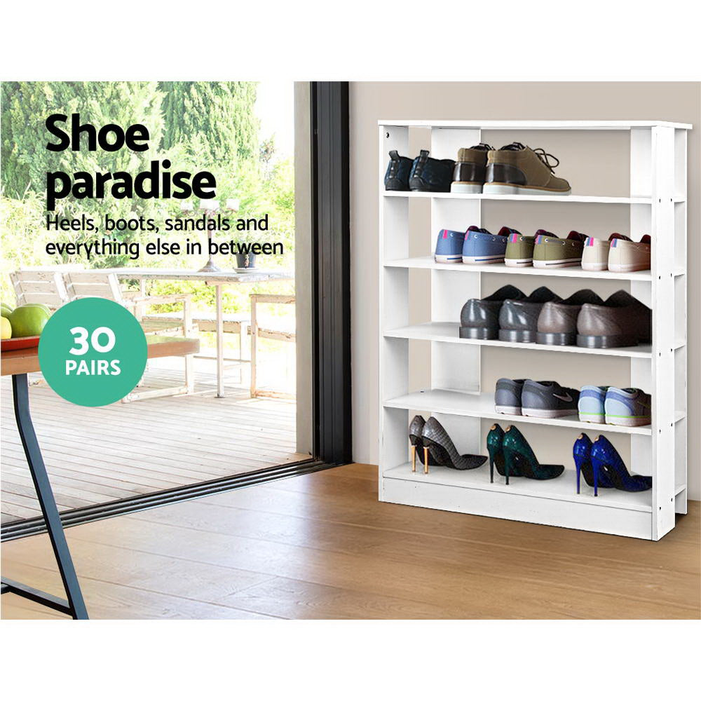 Artiss Shoe Rack Cabinet 30 Pairs 6-Tier Shelf White-3