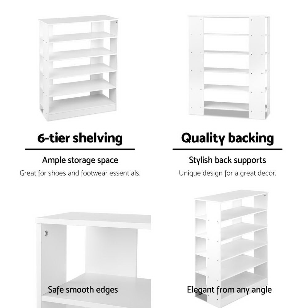 Artiss Shoe Rack Cabinet 30 Pairs 6-Tier Shelf White-5