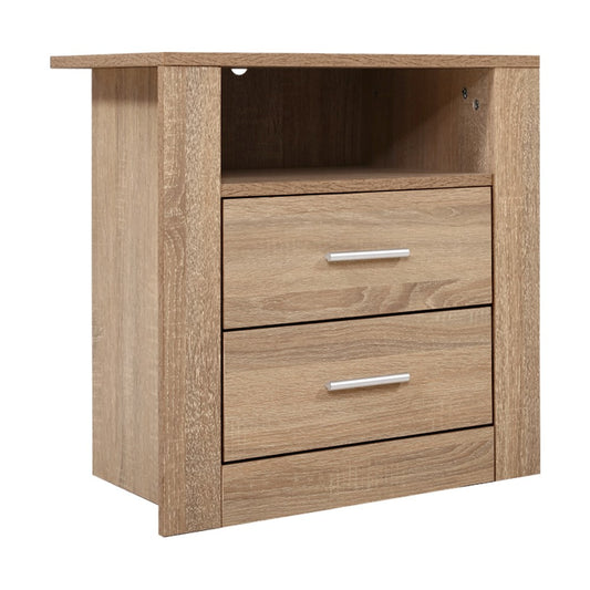 Artiss Bedside Table 2 Drawers with Shelf - TARA Oak-0