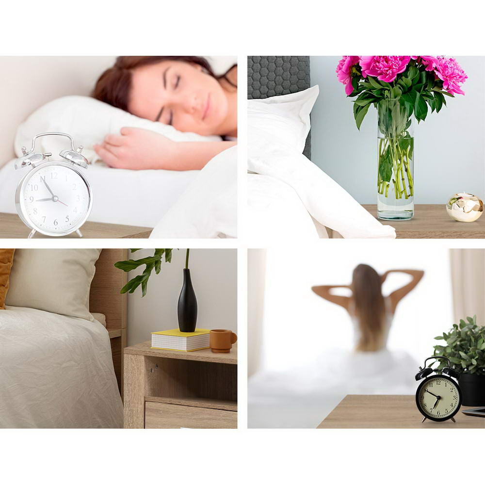 Artiss Bedside Table 2 Drawers with Shelf - TARA Oak-3